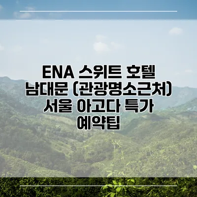ENA 스위트 호텔 남대문 (관광명소근처) 서울 아고다 특가 예약팁
