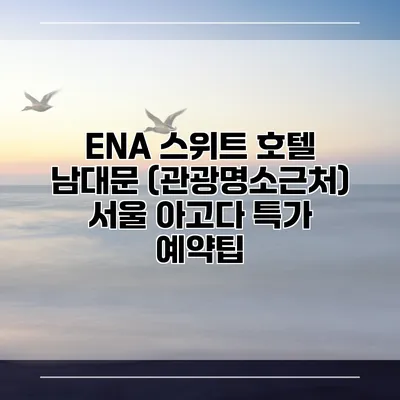 ENA 스위트 호텔 남대문 (관광명소근처) 서울 아고다 특가 예약팁