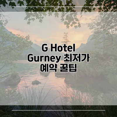 G Hotel Gurney 최저가 예약 꿀팁