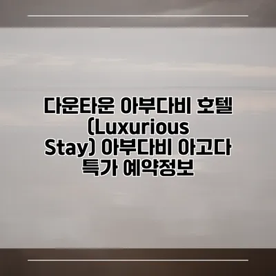 다운타운 아부다비 호텔 (Luxurious Stay) 아부다비 아고다 특가 예약정보