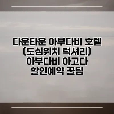 다운타운 아부다비 호텔 (도심위치 럭셔리) 아부다비 아고다 할인예약 꿀팁