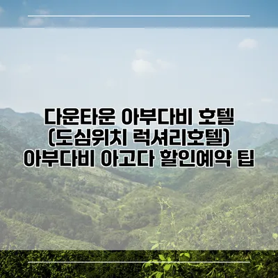 다운타운 아부다비 호텔 (도심위치 럭셔리호텔) 아부다비 아고다 할인예약 팁