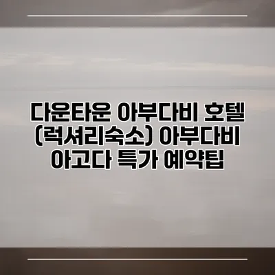 다운타운 아부다비 호텔 (럭셔리숙소) 아부다비 아고다 특가 예약팁