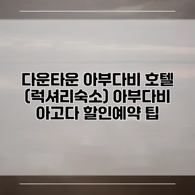 다운타운 아부다비 호텔 (럭셔리숙소) 아부다비 아고다 할인예약 팁