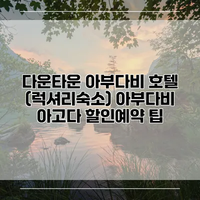 다운타운 아부다비 호텔 (럭셔리숙소) 아부다비 아고다 할인예약 팁