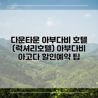 다운타운 아부다비 호텔 (럭셔리호텔) 아부다비 아고다 할인예약 팁