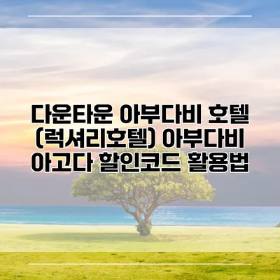 다운타운 아부다비 호텔 (럭셔리호텔) 아부다비 아고다 할인코드 활용법