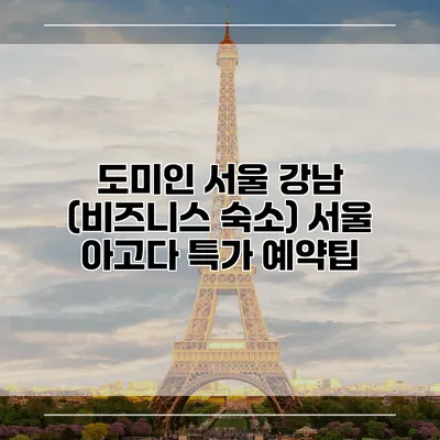 도미인 서울 강남 (비즈니스 숙소) 서울 아고다 특가 예약팁