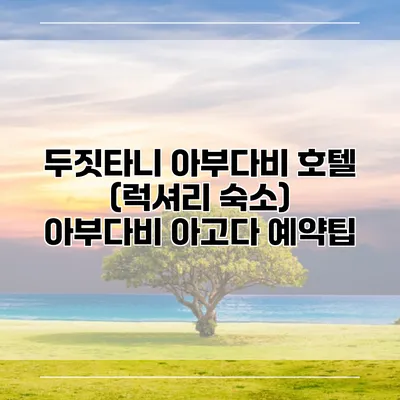 두짓타니 아부다비 호텔 (럭셔리 숙소) 아부다비 아고다 예약팁