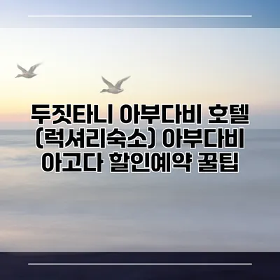 두짓타니 아부다비 호텔 (럭셔리숙소) 아부다비 아고다 할인예약 꿀팁