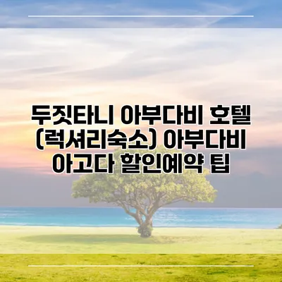 두짓타니 아부다비 호텔 (럭셔리숙소) 아부다비 아고다 할인예약 팁