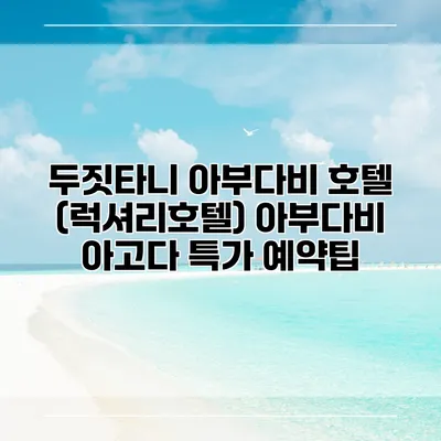 두짓타니 아부다비 호텔 (럭셔리호텔) 아부다비 아고다 특가 예약팁