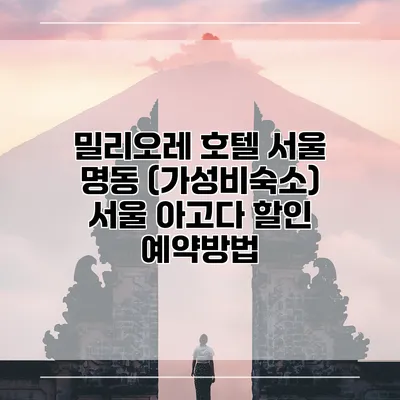 밀리오레 호텔 서울 명동 (가성비숙소) 서울 아고다 할인 예약방법