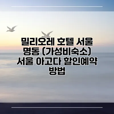 밀리오레 호텔 서울 명동 (가성비숙소) 서울 아고다 할인예약 방법