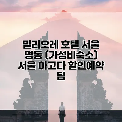 밀리오레 호텔 서울 명동 (가성비숙소) 서울 아고다 할인예약 팁