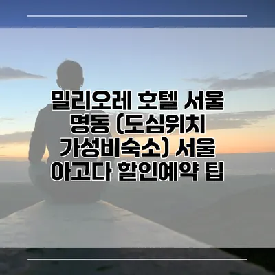 밀리오레 호텔 서울 명동 (도심위치 가성비숙소) 서울 아고다 할인예약 팁