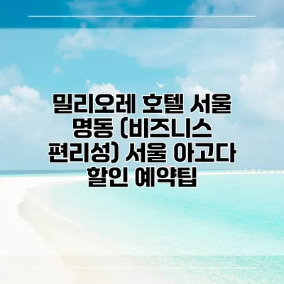 밀리오레 호텔 서울 명동 (비즈니스 편리성) 서울 아고다 할인 예약팁
