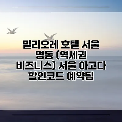 밀리오레 호텔 서울 명동 (역세권 비즈니스) 서울 아고다 할인코드 예약팁