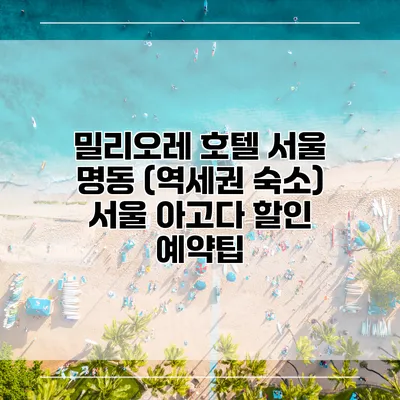 밀리오레 호텔 서울 명동 (역세권 숙소) 서울 아고다 할인 예약팁