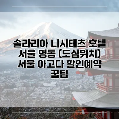솔라리아 니시테츠 호텔 서울 명동 (도심위치) 서울 아고다 할인예약 꿀팁