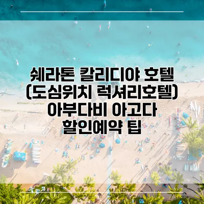 쉐라톤 칼리디야 호텔 (도심위치 럭셔리호텔) 아부다비 아고다 할인예약 팁