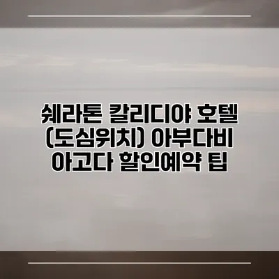 쉐라톤 칼리디야 호텔 (도심위치) 아부다비 아고다 할인예약 팁