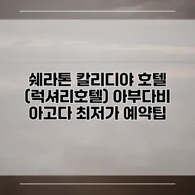 쉐라톤 칼리디야 호텔 (럭셔리호텔) 아부다비 아고다 최저가 예약팁