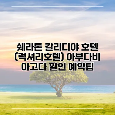 쉐라톤 칼리디야 호텔 (럭셔리호텔) 아부다비 아고다 할인 예약팁