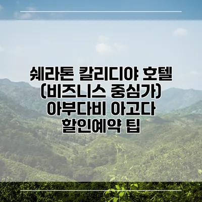 쉐라톤 칼리디야 호텔 (비즈니스 중심가) 아부다비 아고다 할인예약 팁