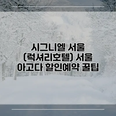 시그니엘 서울 (럭셔리호텔) 서울 아고다 할인예약 꿀팁