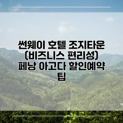 썬웨이 호텔 조지타운 (비즈니스 편리성) 페낭 아고다 할인예약 팁
