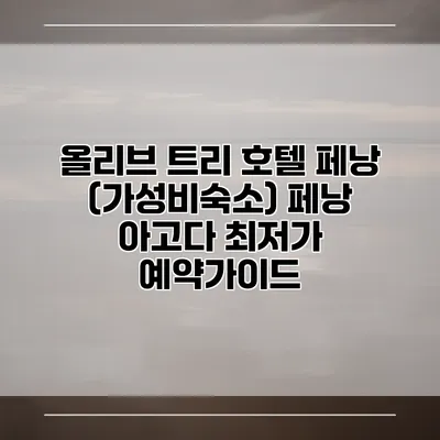 올리브 트리 호텔 페낭 (가성비숙소) 페낭 아고다 최저가 예약가이드