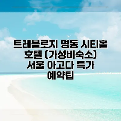 트레블로지 명동 시티홀 호텔 (가성비숙소) 서울 아고다 특가 예약팁
