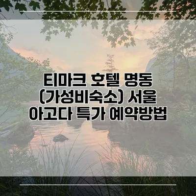 티마크 호텔 명동 (가성비숙소) 서울 아고다 특가 예약방법
