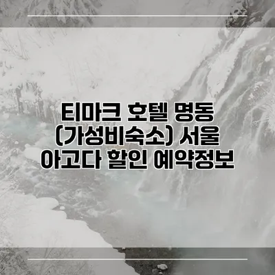 티마크 호텔 명동 (가성비숙소) 서울 아고다 할인 예약정보