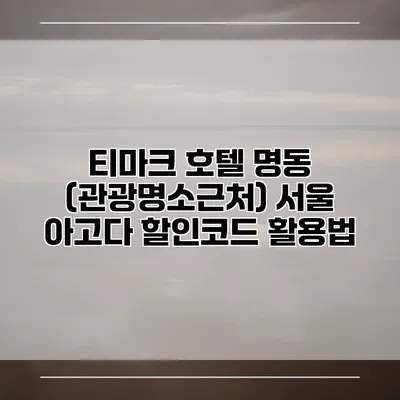 티마크 호텔 명동 (관광명소근처) 서울 아고다 할인코드 활용법