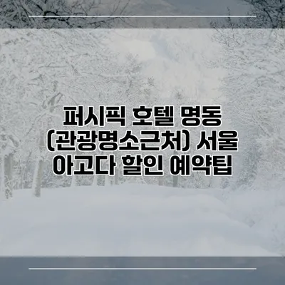 퍼시픽 호텔 명동 (관광명소근처) 서울 아고다 할인 예약팁