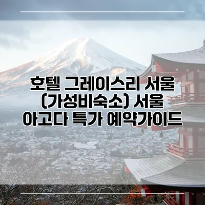 호텔 그레이스리 서울 (가성비숙소) 서울 아고다 특가 예약가이드