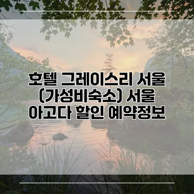 호텔 그레이스리 서울 (가성비숙소) 서울 아고다 할인 예약정보