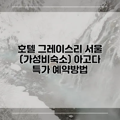 호텔 그레이스리 서울 (가성비숙소) 아고다 특가 예약방법