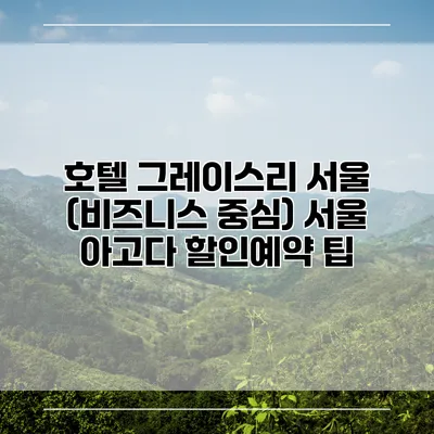 호텔 그레이스리 서울 (비즈니스 중심) 서울 아고다 할인예약 팁