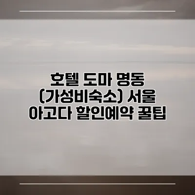 호텔 도마 명동 (가성비숙소) 서울 아고다 할인예약 꿀팁