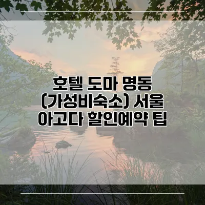 호텔 도마 명동 (가성비숙소) 서울 아고다 할인예약 팁
