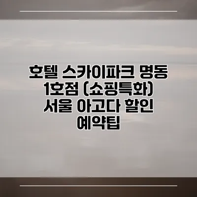 호텔 스카이파크 명동 1호점 (쇼핑특화) 서울 아고다 할인 예약팁
