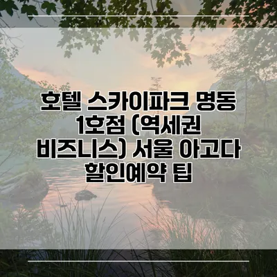 호텔 스카이파크 명동 1호점 (역세권 비즈니스) 서울 아고다 할인예약 팁