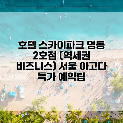 호텔 스카이파크 명동 2호점 (역세권 비즈니스) 서울 아고다 특가 예약팁