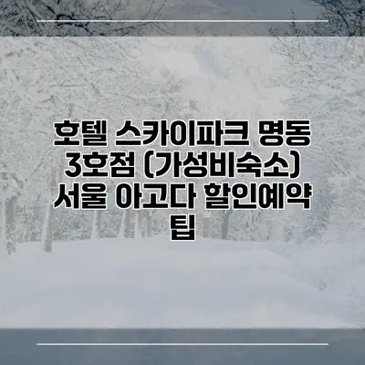호텔 스카이파크 명동 3호점 (가성비숙소) 서울 아고다 할인예약 팁
