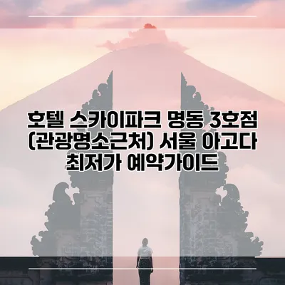 호텔 스카이파크 명동 3호점 (관광명소근처) 서울 아고다 최저가 예약가이드