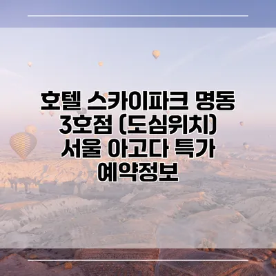 호텔 스카이파크 명동 3호점 (도심위치) 서울 아고다 특가 예약정보