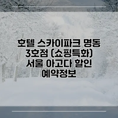 호텔 스카이파크 명동 3호점 (쇼핑특화) 서울 아고다 할인 예약정보